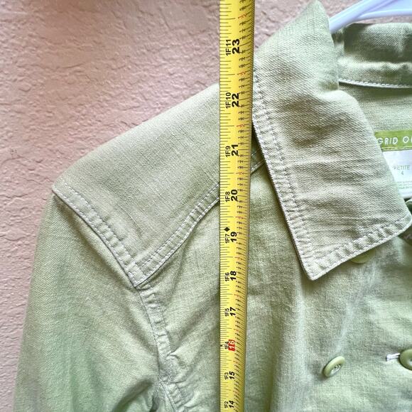 Sigrid Olsen Jacket Womens Size 4 Green Denim Stretch Pea Coat - Picture 3 of 9